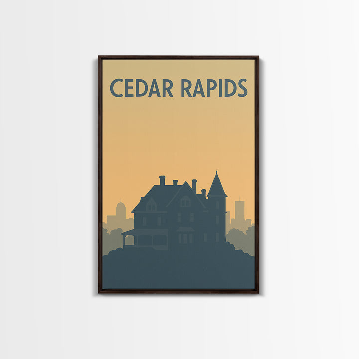 Cedar Rapids Iowa Travel Poster, Canvas Print, Minimalist Retro Wall Art, Cedar Rapids Art Print, Modern Wall Decor, Travel Poster Art