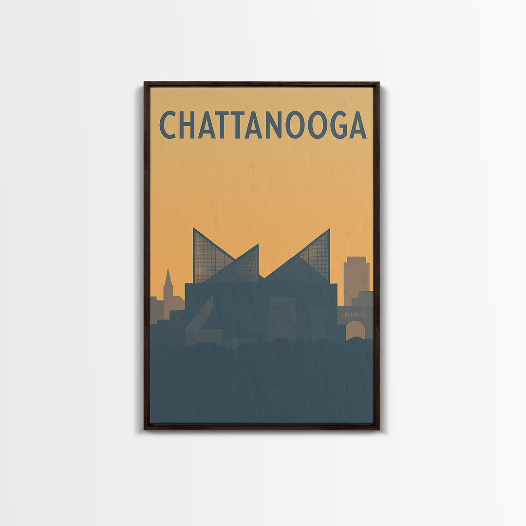 Chattanooga Travel Poster, Framed Canvas Print, Minimalist Retro Wall Art, Chattanooga Art Print, Home Office Decor, Travel Poster Set
