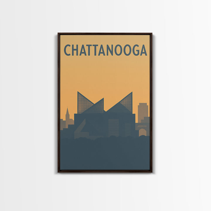 Chattanooga Travel Poster, Framed Canvas Print, Minimalist Retro Wall Art, Chattanooga Art Print, Home Office Decor, Travel Poster Set