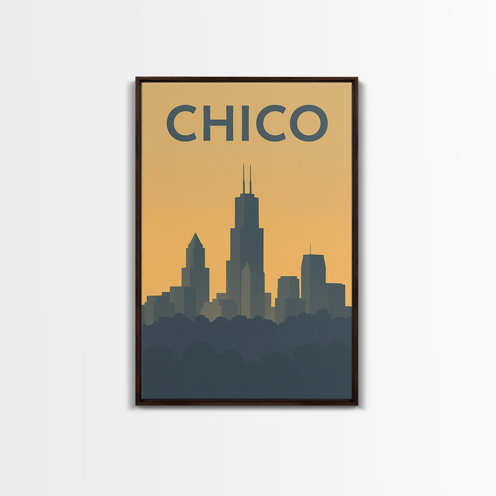 Chico California Travel Poster, Canvas Print, Vintage City Poster Art, Chico Wall Art, Vintage City Poster, Retro Travel Print, Poster Print