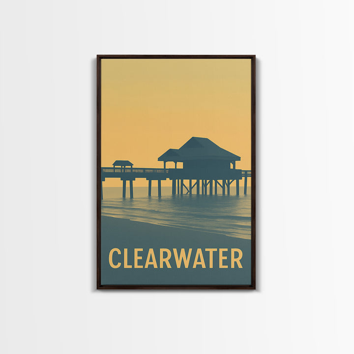 Clearwater Florida Travel Poster, Canvas Print, Sunset Skyline Wall Art, Clearwater Travel Art, Travel Poster Set, City Travel Prints