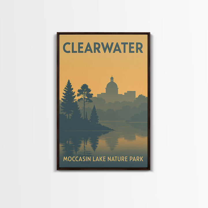 Clearwater Travel Poster, Framed Canvas Print, Sunset Skyline Wall Art, Clearwater City Art, Travel Poster Set, City Travel Prints