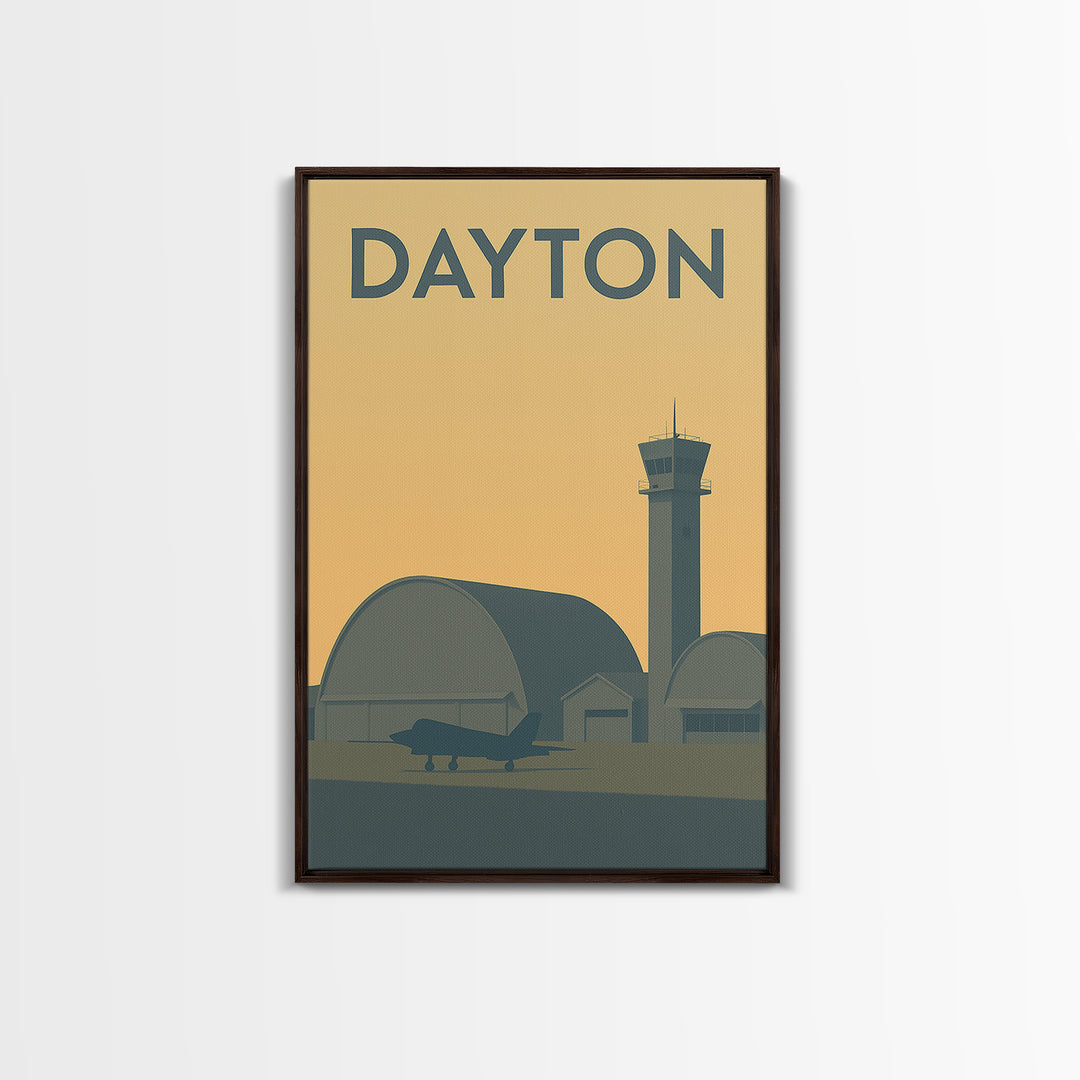 Dayton Travel Poster, Framed Canvas Print, Minimalist Retro Wall Art, Dayton Art Print, Modern Wall Decor, Home Office Decor, Poster Art