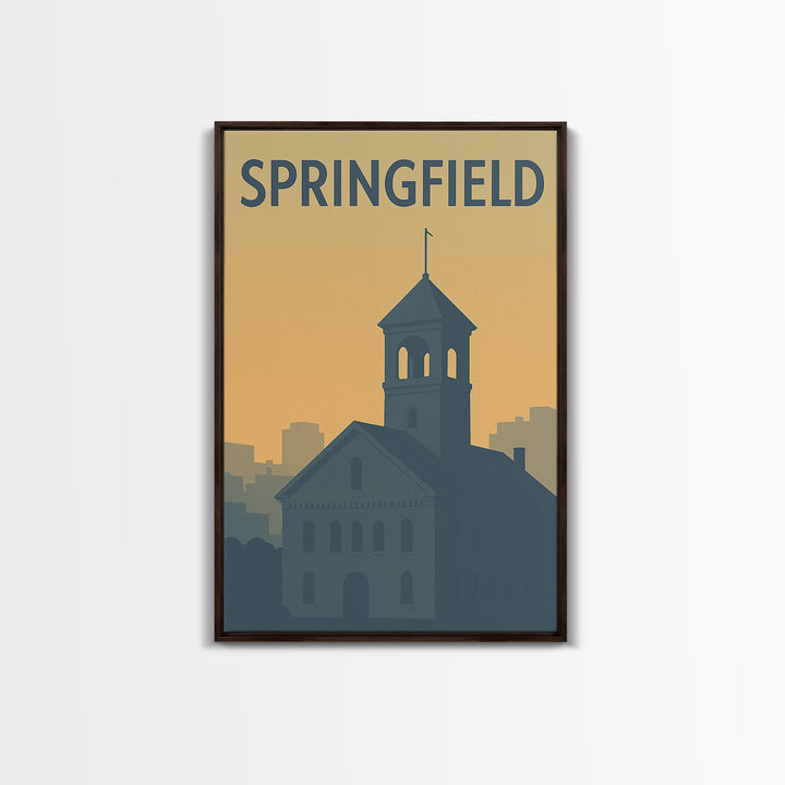 Springfield Travel Poster, Framed Canvas Print, Vintage City Poster Art, Springfield Art Print, Vintage City Poster, Mid Century Wall Art
