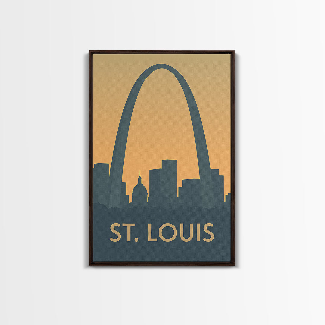 St Louis Missouri Travel Poster, Canvas Print, Sunset Skyline Wall Art, St Louis Art Print, Retro Travel Print, Wall Decor, Fine Art Print