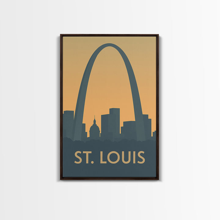 St Louis Missouri Travel Poster, Canvas Print, Sunset Skyline Wall Art, St Louis Art Print, Retro Travel Print, Wall Decor, Fine Art Print