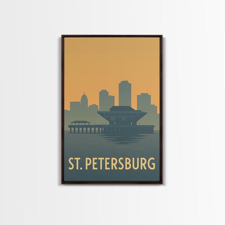 St Petersburg Travel Poster, Framed Canvas Print, Sunset Skyline Wall Art, St Petersburg Art Print, City Art Print, Fine Art Print