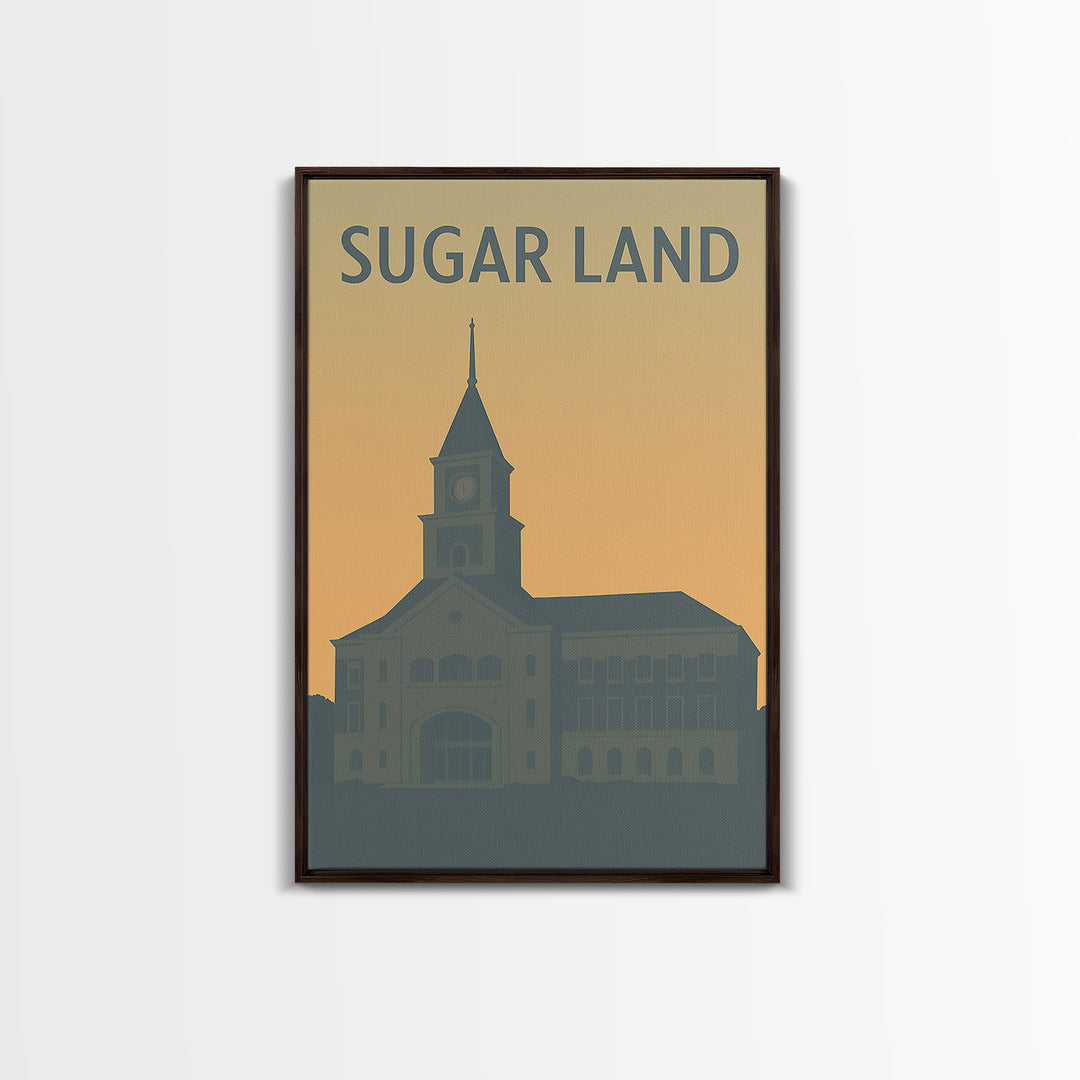 Sugar Land Texas Travel Poster, Canvas Print, Minimalist Retro Wall Art, Sugar Land City Art, Wanderlust Decor, Living Room Wall Art