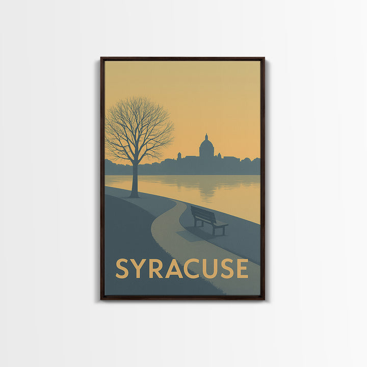 Syracuse Travel Poster, Canvas Print, Minimalist Retro Wall Art, Syracuse City Art, Home Office Decor, Mid Century Wall Art, Home Decor