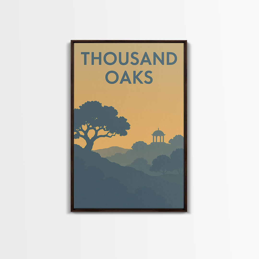 Thousand Oaks California Travel Poster, Canvas Print, Sunset Skyline Wall Art, Thousand Oaks City Art, Vintage City Art, Art Print