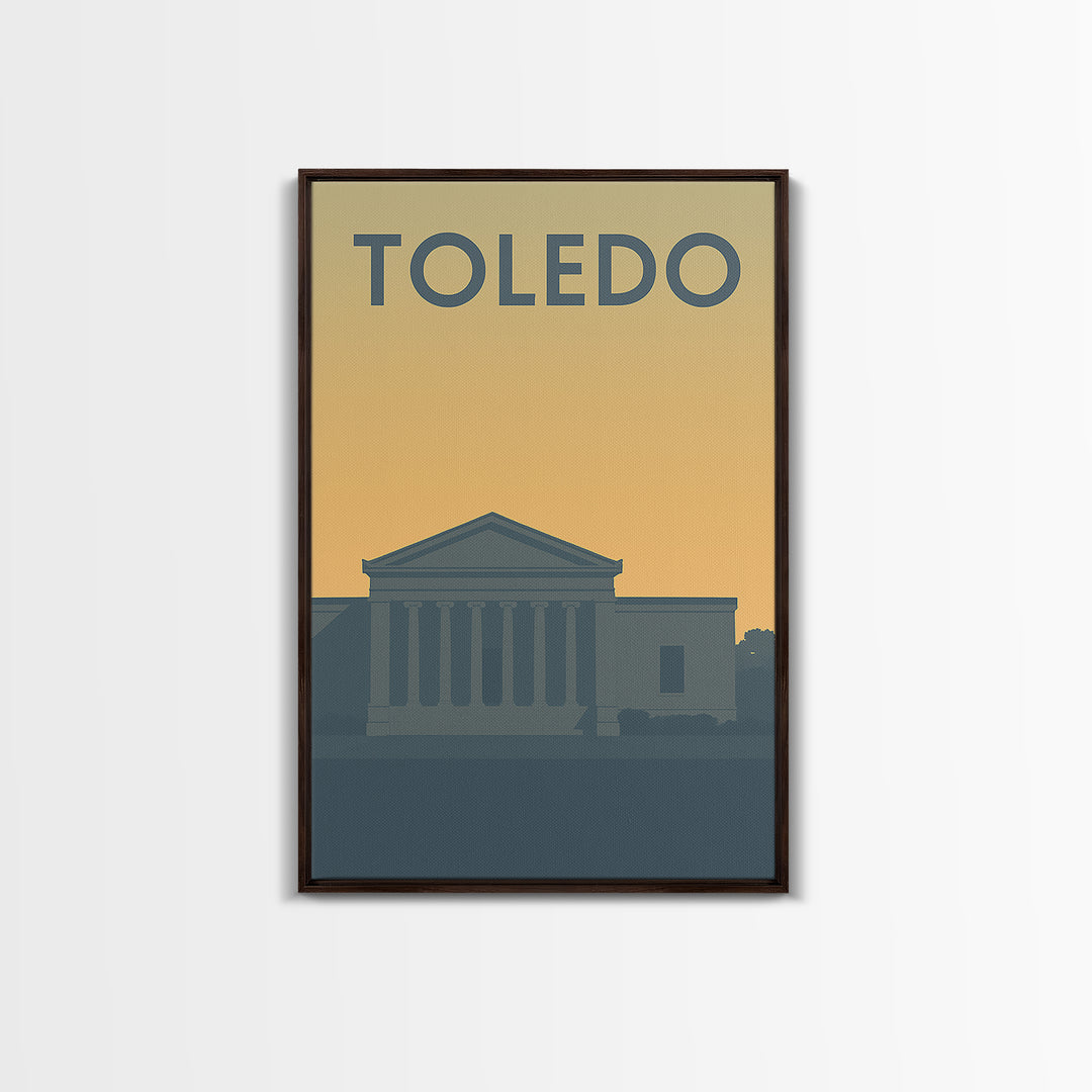 Toledo Travel Poster, Framed Canvas Print, Mid Century Travel Art, Toledo Art Print, Gift For Travelers, Modern Wall Decor, City Art Print