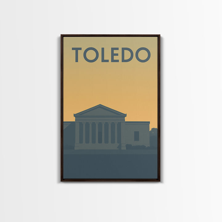Toledo Travel Poster, Framed Canvas Print, Mid Century Travel Art, Toledo Art Print, Gift For Travelers, Modern Wall Decor, City Art Print