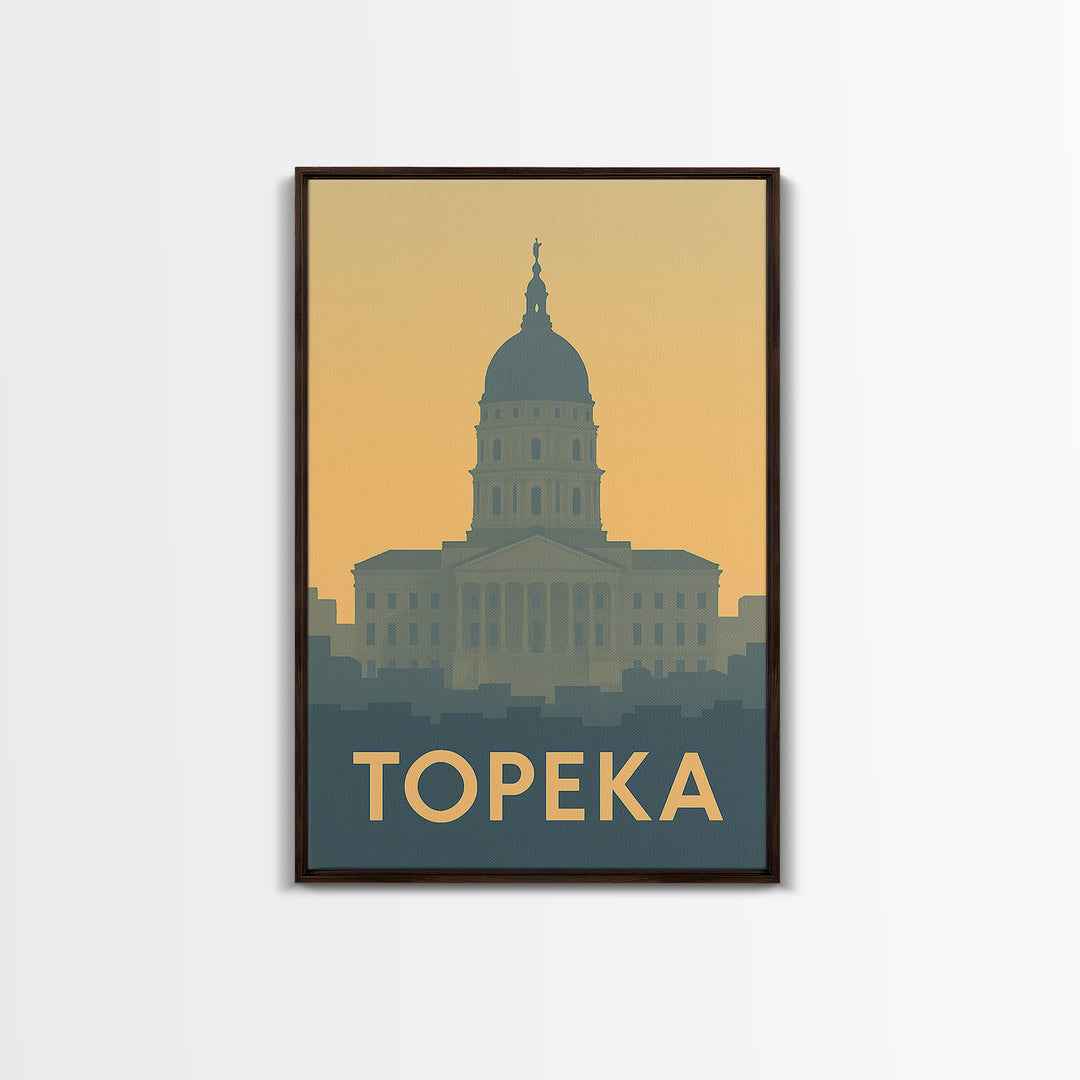 Topeka Travel Poster, Framed Canvas Print, Minimalist Retro Wall Art, Topeka Travel Art, Vintage Travel Art, Travel Art Print, Design 2