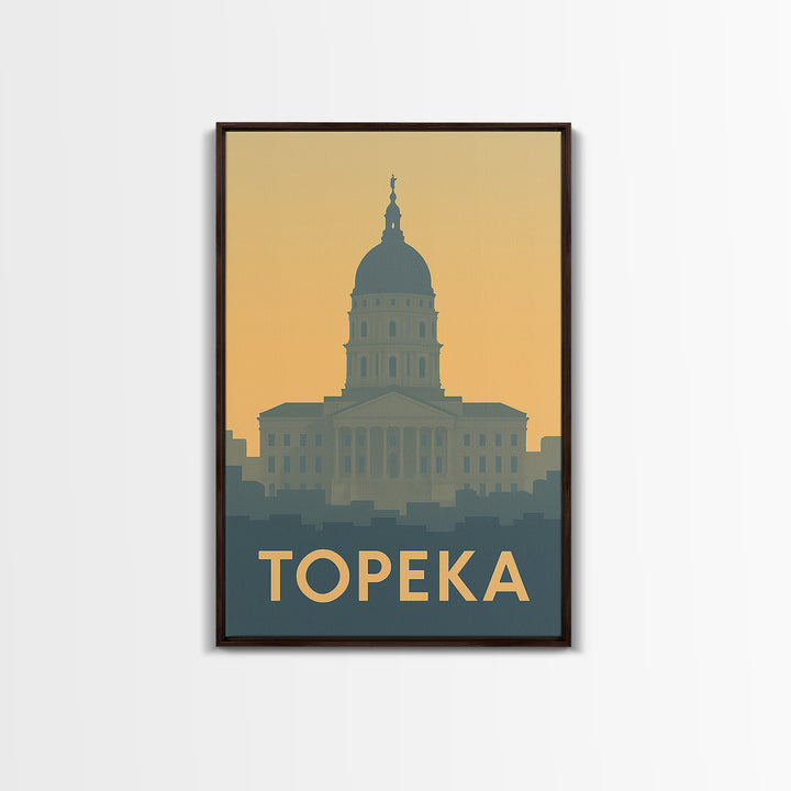 Topeka Travel Poster, Framed Canvas Print, Minimalist Retro Wall Art, Topeka Travel Art, Vintage Travel Art, Travel Art Print, Design 2