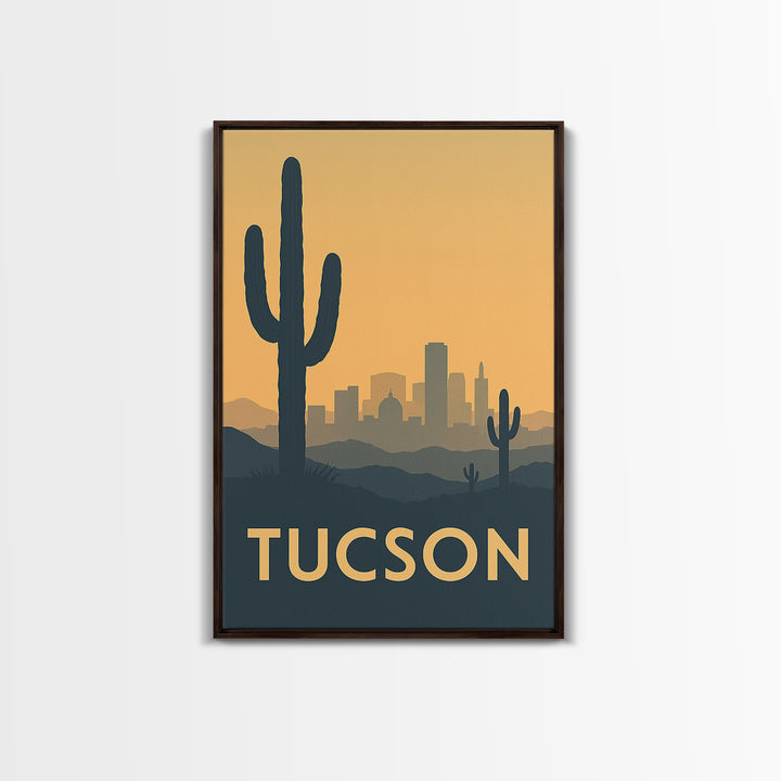 Tucson Travel Poster, Framed Canvas Print, Vintage City Poster Art, Tucson Wall Art, Travel Wall Art, Living Room Wall Art, City Poster