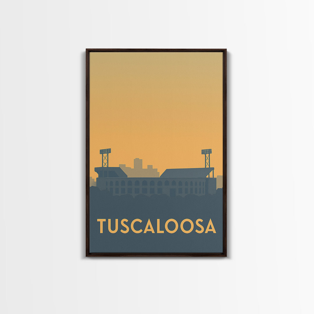 Tuscaloosa Alabama Travel Poster, Canvas Print, Sunset Skyline Wall Art, Tuscaloosa Travel Art, Living Room Wall Art, City Art Print