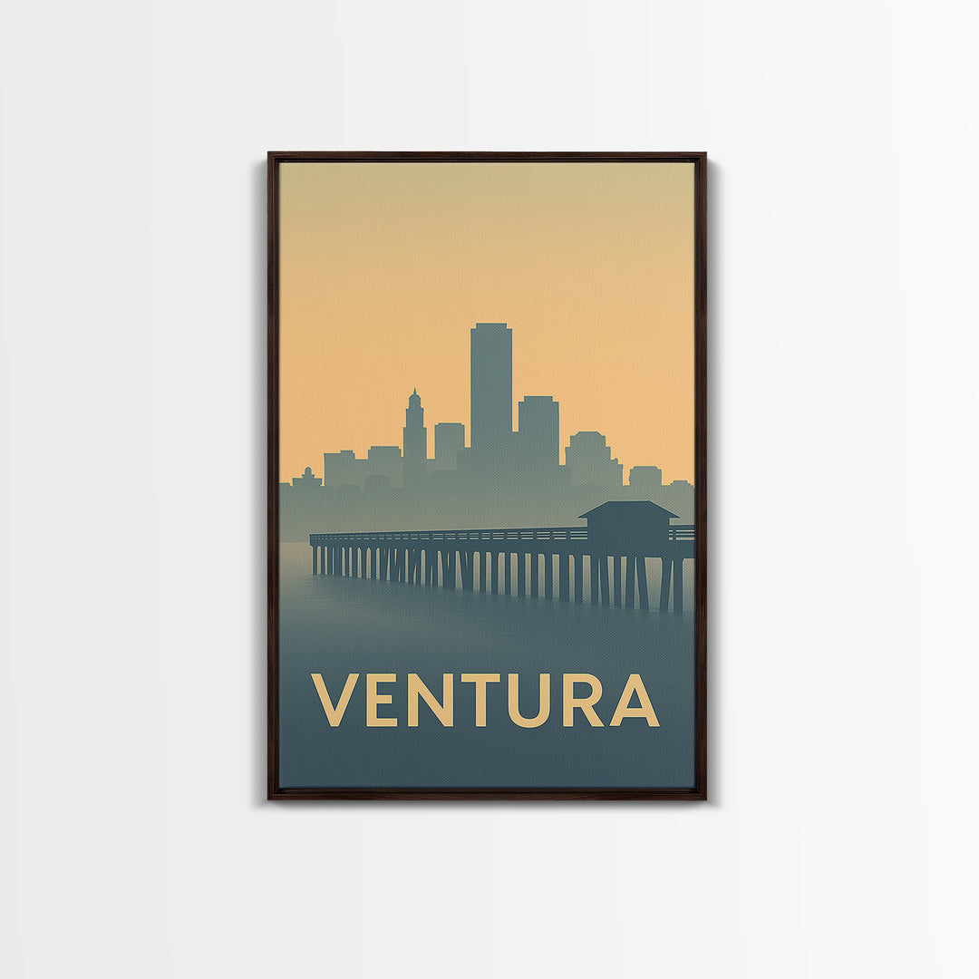 Ventura Travel Poster, Framed Canvas Print, Mid Century Travel Art, Ventura Art Print, Vintage Travel Art, Vintage Travel Print