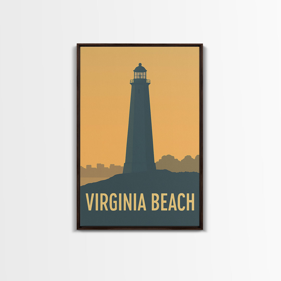 Virginia Beach Virginia Travel Poster, Canvas Print, Sunset Skyline Wall Art, Virginia Beach Wall Art, Vintage Travel Art, Fine Art Print