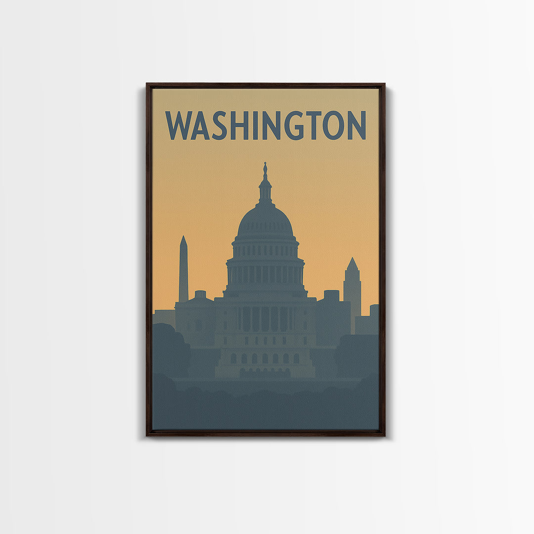 Washington Travel Poster, Canvas Print, Mid Century Travel Art, Washington Art Print, Living Room Wall Art, Eclectic Wall Decor