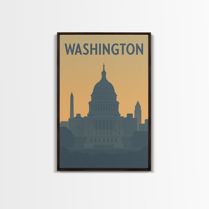 Washington Travel Poster, Canvas Print, Mid Century Travel Art, Washington Art Print, Living Room Wall Art, Eclectic Wall Decor