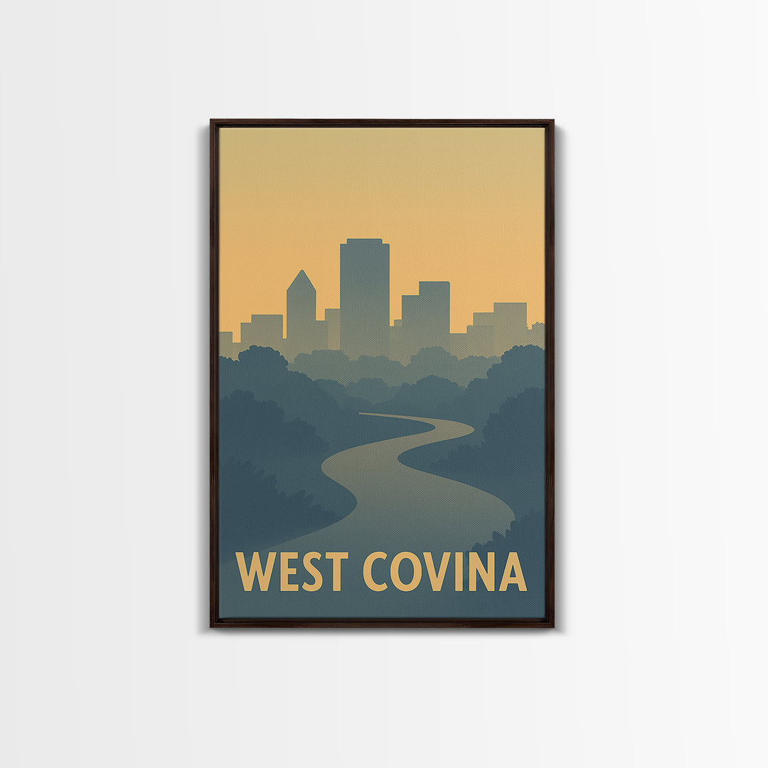 West Covina Travel Poster, Canvas Print, Mid Century Travel Art, West Covina Poster Print, City Art Print, Travel Art Print, Travel Print