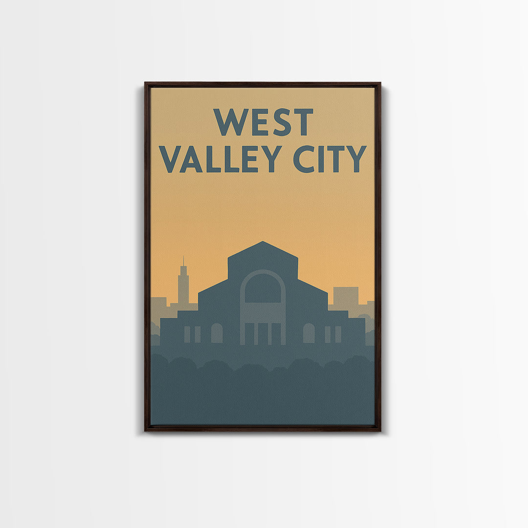 West Valley City Travel Poster, Framed Canvas Print, Mid Century Travel Art, West Valley City Poster Print, Eclectic Wall Decor