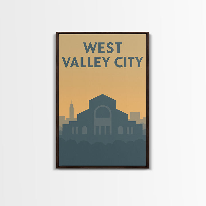 West Valley City Travel Poster, Framed Canvas Print, Mid Century Travel Art, West Valley City Poster Print, Eclectic Wall Decor