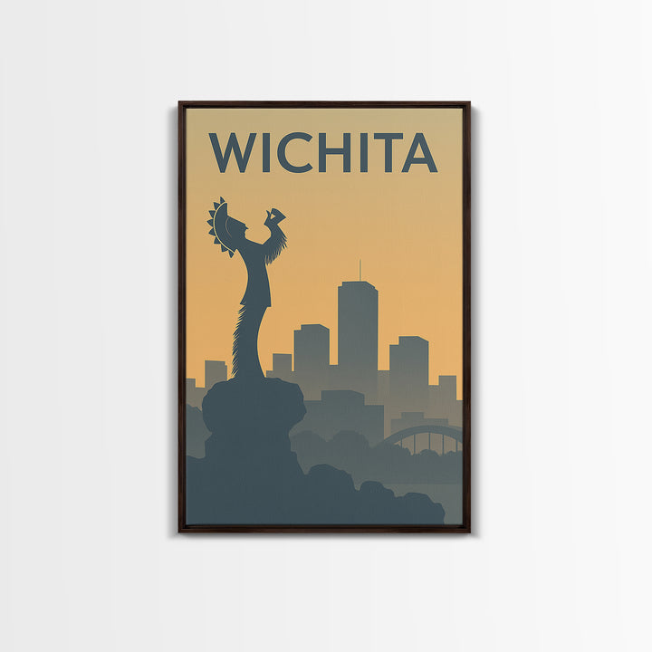 Wichita Kansas Travel Poster, Canvas Print, Sunset Skyline Wall Art, Wichita Art Print, Vintage Travel Art, Vintage Travel Print, Wall Art
