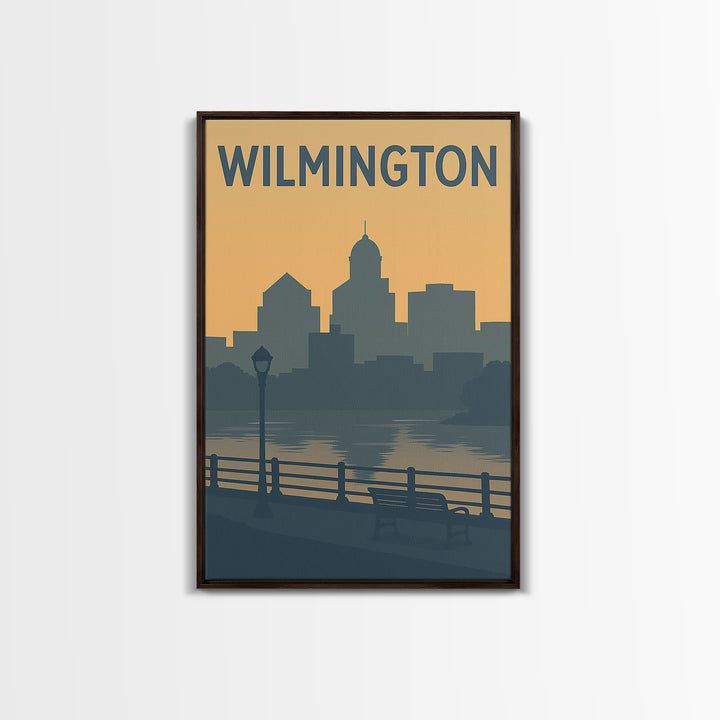 Wilmington Travel Poster, Framed Canvas Print, Mid Century Travel Art, Wilmington Art Print, Fine Art Print, City Travel Prints