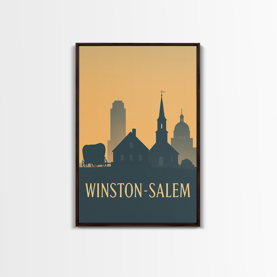 Winston Salem North Carolina Travel Poster, Canvas Print, Retro Wall Art, Winston Salem Art Print, Gift For Travelers, Vintage City Poster