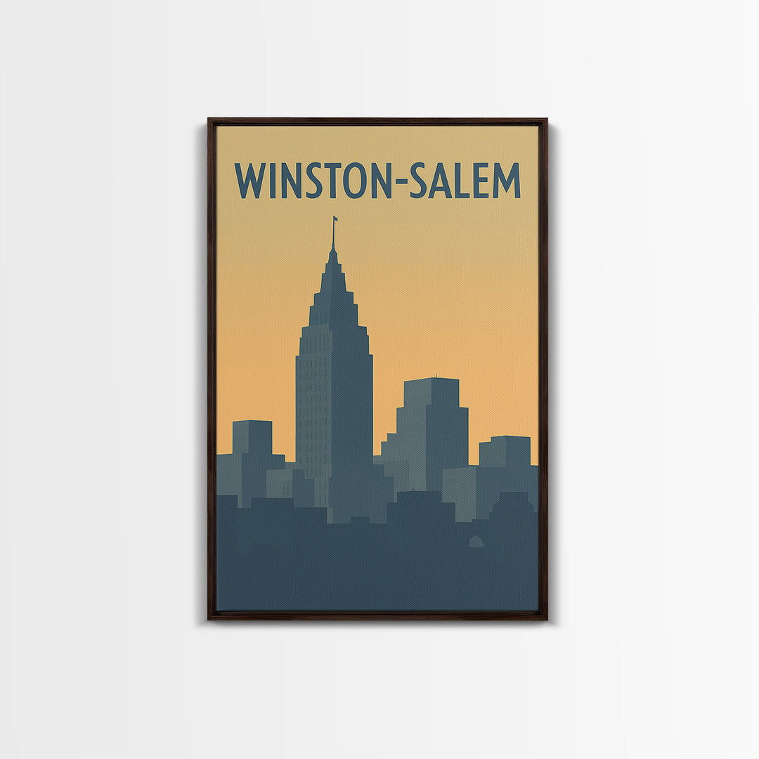 Winston Salem Travel Poster, Framed Canvas Print, Minimalist Retro Wall Art, Winston Salem Travel Art, City Art Print, Travel Art Print