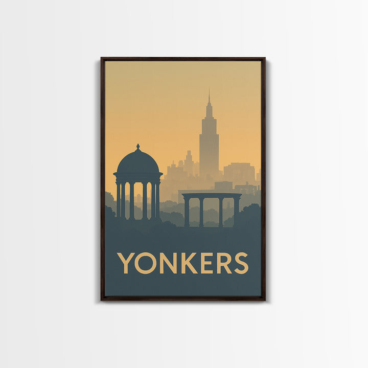 Yonkers Travel Poster, Framed Canvas Print, Minimalist Retro Wall Art, Yonkers Travel Art, Vintage Travel Print, City Travel Prints