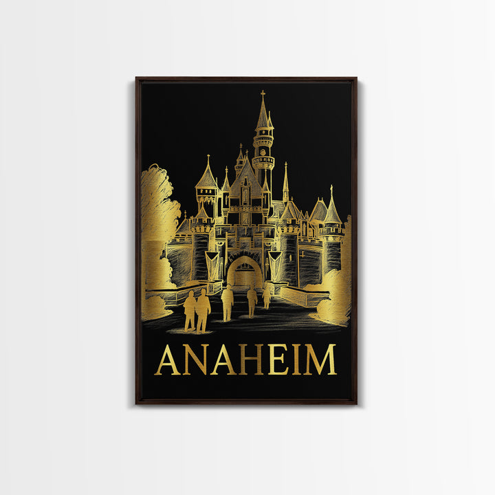 Anaheim Travel Poster, Framed Canvas Print, Dark Background Poster Art, Anaheim Art Print, Gift For Travelers, City Illustration