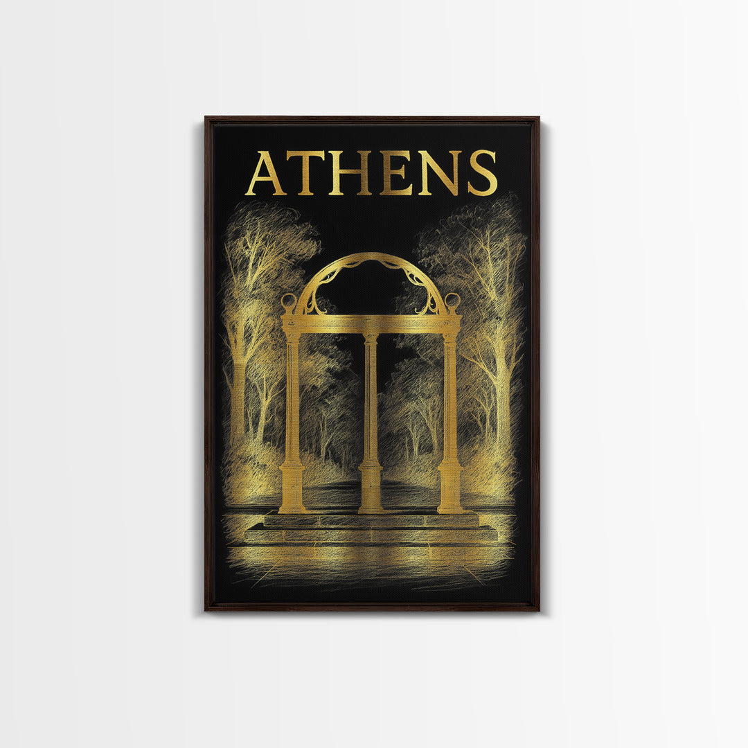 Athens Georgia Travel Poster, Canvas Print, Dark Background Poster Art, Athens Art Print, Mid Century Wall Art, Wall Decor, Travel Art Print