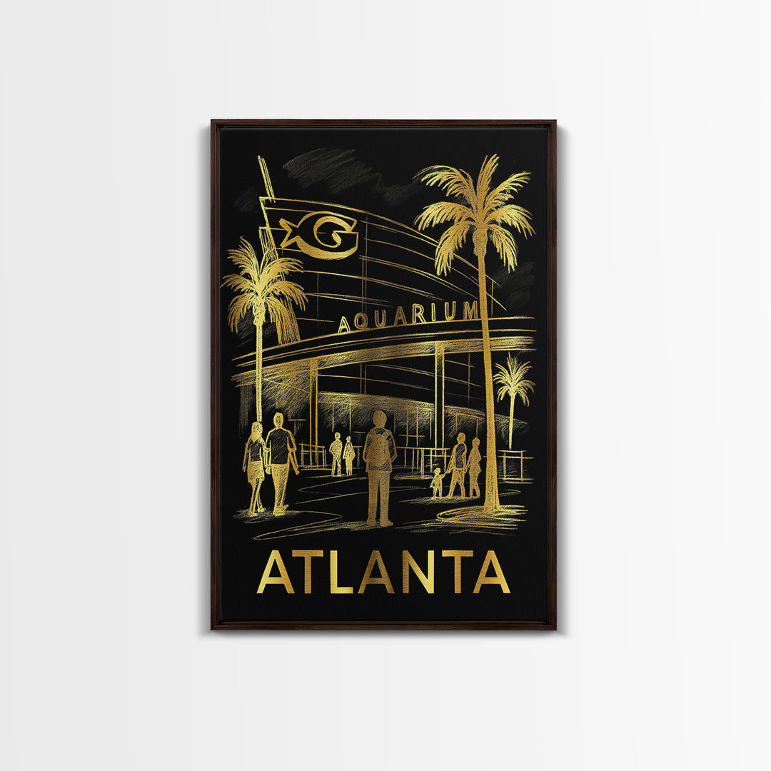 Atlanta Travel Poster, Canvas Print, Dark Background Poster Art, Atlanta Poster Print, Travel Wall Decor, Modern Wall Decor, Art Print
