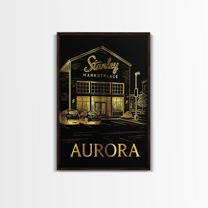 Aurora Travel Poster, Canvas Print, Dark Background Poster Art, Aurora Poster Print, Travel Wall Decor, City Illustration, Fine Art Print