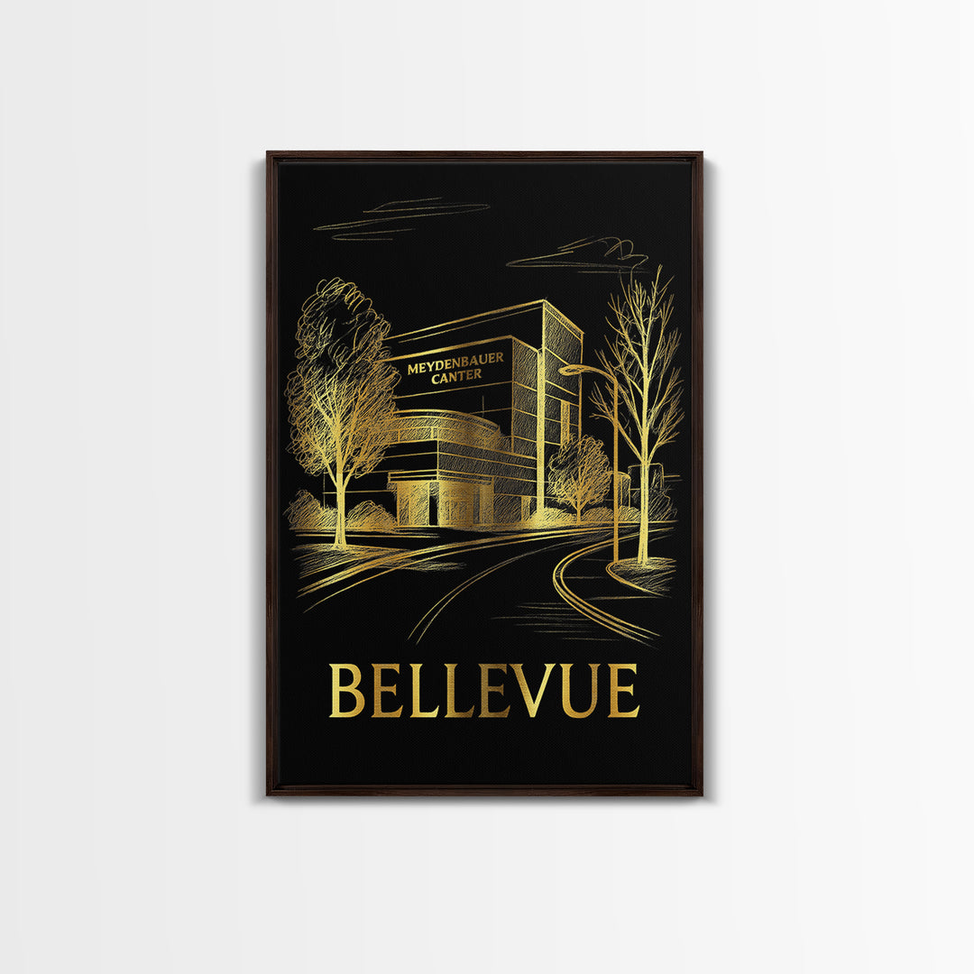 Bellevue Travel Poster, Canvas Print, Dark Background Poster Art, Bellevue Poster Print, Travel Poster Art, Travel Wall Art, Art Print