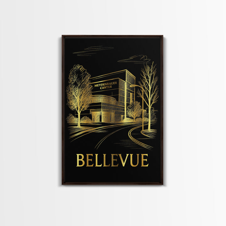 Bellevue Travel Poster, Canvas Print, Dark Background Poster Art, Bellevue Poster Print, Travel Poster Art, Travel Wall Art, Art Print