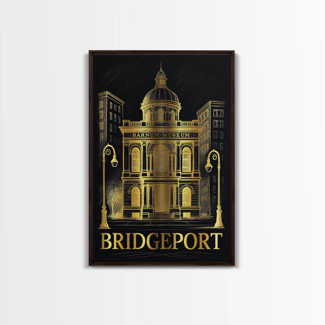 Bridgeport Travel Poster, Canvas Print, Black And Gold Line Art, Bridgeport Art Print, City Art Print, Travel Poster Art, Travel Poster Set