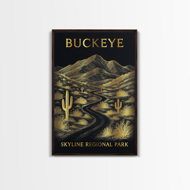 Buckeye Arizona Travel Poster, Canvas Print, Gold Sketch Wall Art, Buckeye Travel Art, Fine Art Print, City Art Print, Travel Wall Art
