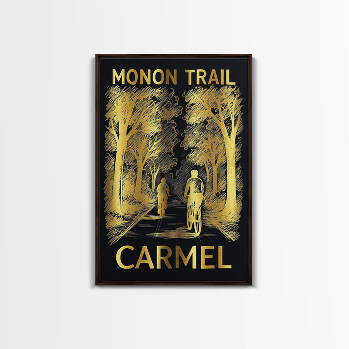 Carmel Travel Poster, Framed Canvas Print, Elegant Gold City Art, Carmel Art Print, City Art Print, Fine Art Print, Gift For Travelers