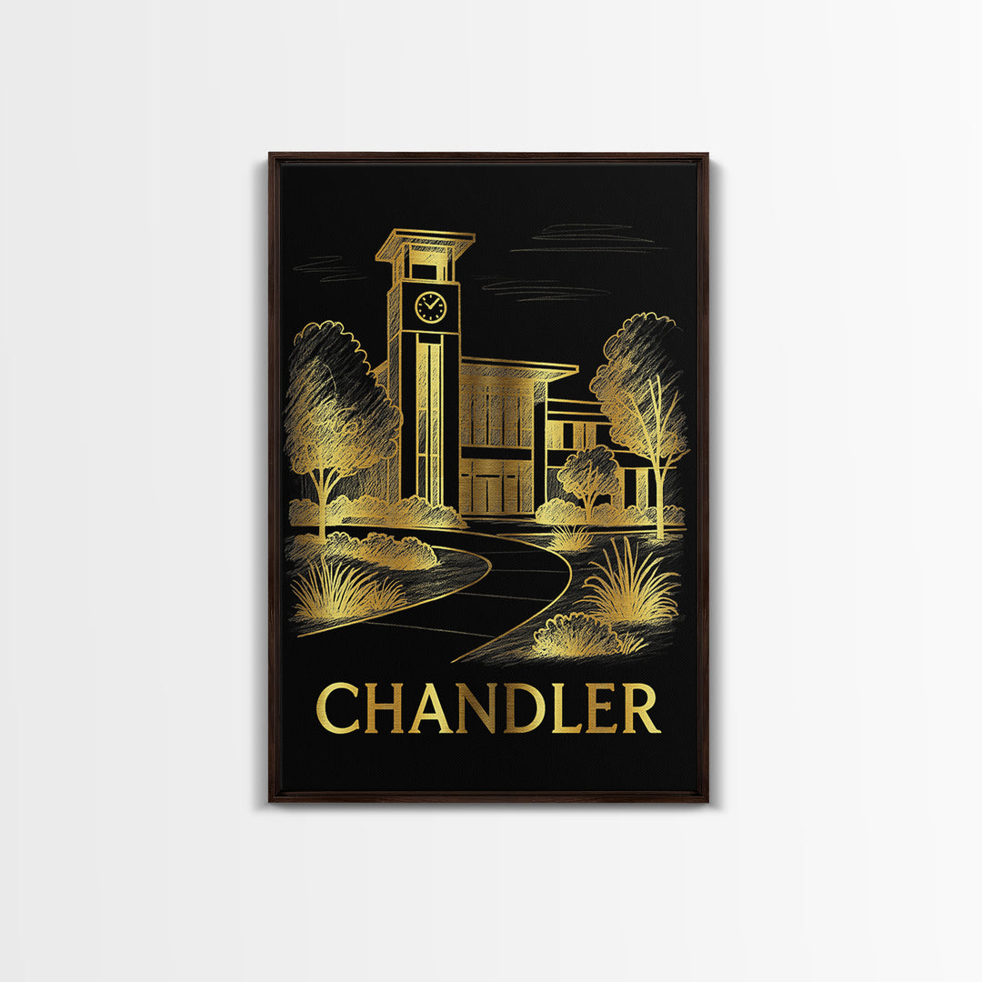 Chandler Travel Poster, Canvas Print, Elegant Gold City Art, Chandler Travel Art, Home Office Decor, Travel Poster Set, City Travel Prints