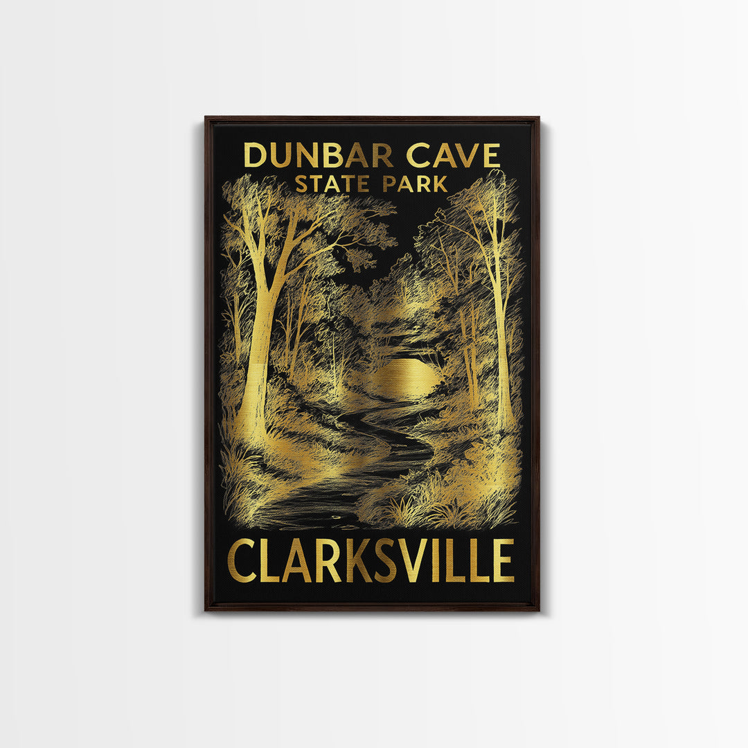 Clarksville Travel Poster, Framed Canvas Print, Dark Background Poster Art, Clarksville Wall Art, Home Office Decor, Mid Century Wall Art