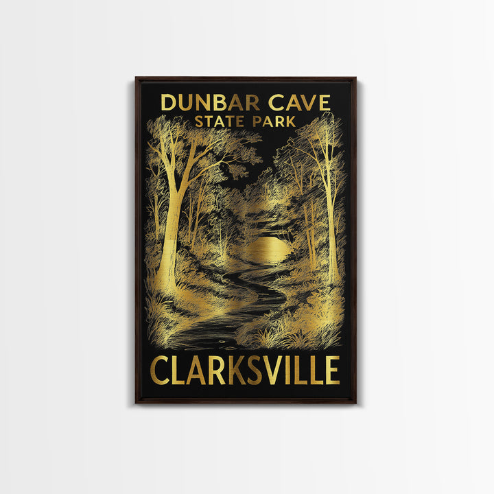 Clarksville Travel Poster, Framed Canvas Print, Dark Background Poster Art, Clarksville Wall Art, Home Office Decor, Mid Century Wall Art