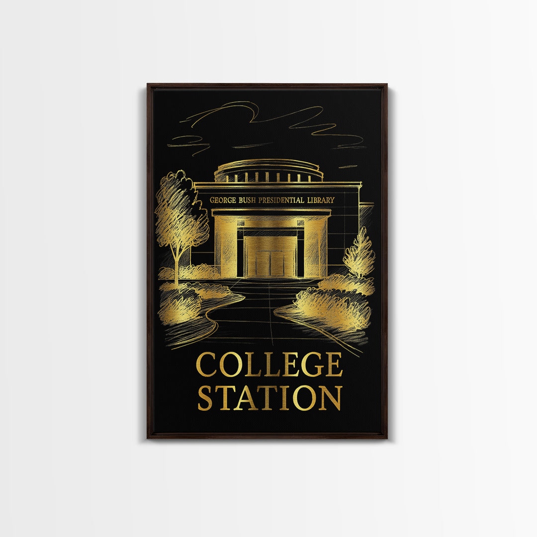 College Station Travel Poster, Canvas Print, Dark Background Poster Art, College Station Wall Art, Eclectic Wall Decor, Travel Wall Art