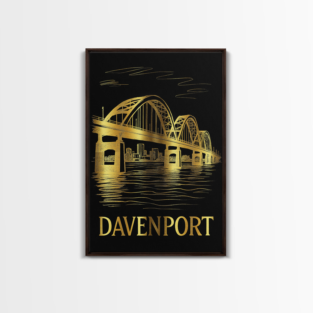 Davenport Travel Poster, Canvas Print, Dark Background Poster Art, Davenport Poster Print, Eclectic Wall Decor, Home Office Decor