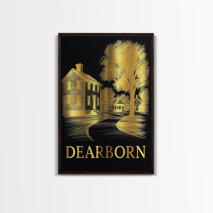 Deadborn Travel Poster, Framed Canvas Print, Dark Background Poster Art, Deadborn Wall Art, City Art Print, City Travel Prints