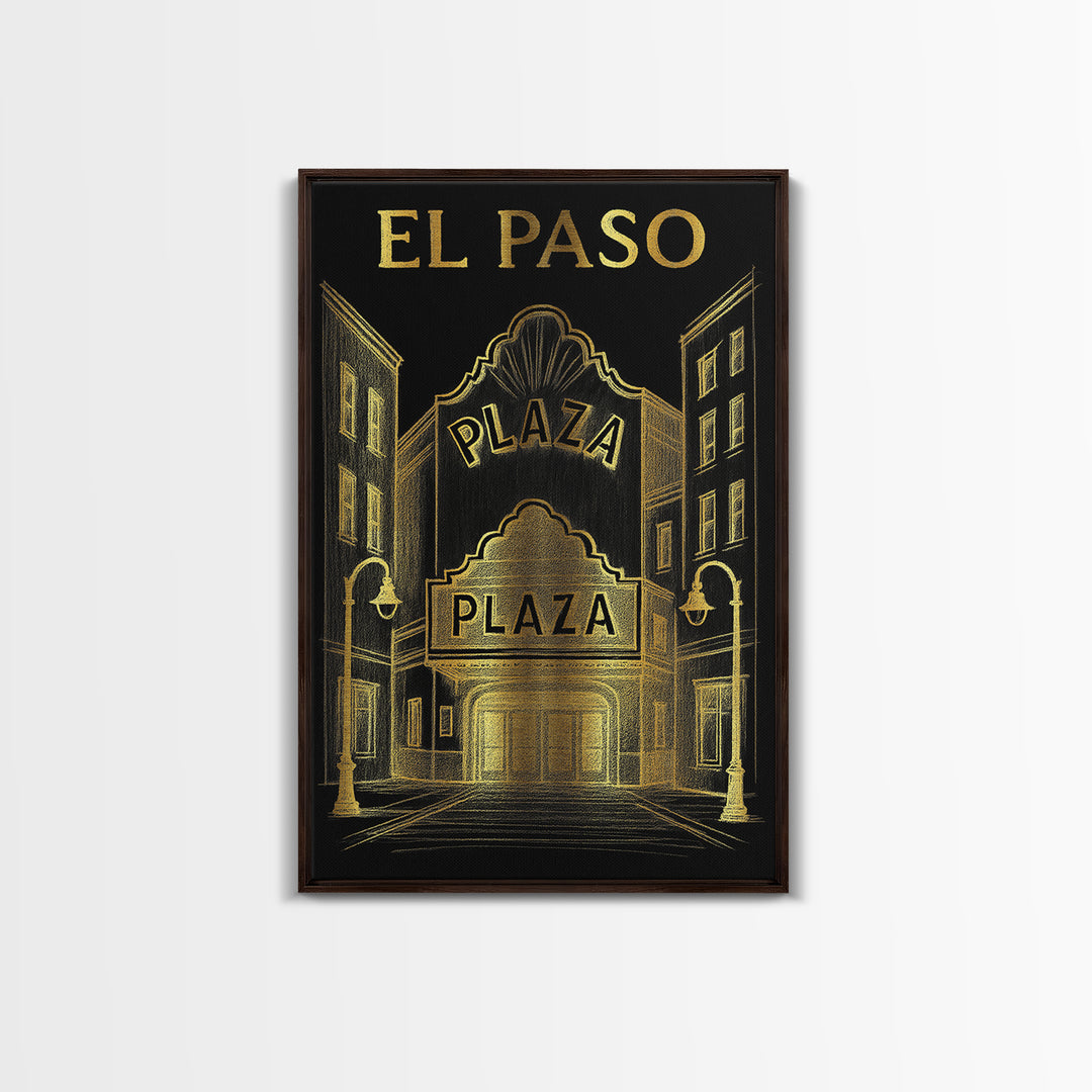 El Paso Texas Travel Poster, Canvas Print, Dark Background Poster Art, El Paso Art Print, Mid Century Wall Art, Poster Art, Poster Print