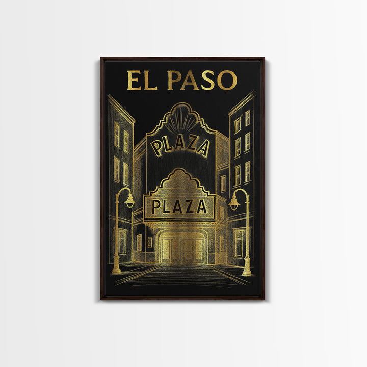El Paso Texas Travel Poster, Canvas Print, Dark Background Poster Art, El Paso Art Print, Mid Century Wall Art, Poster Art, Poster Print
