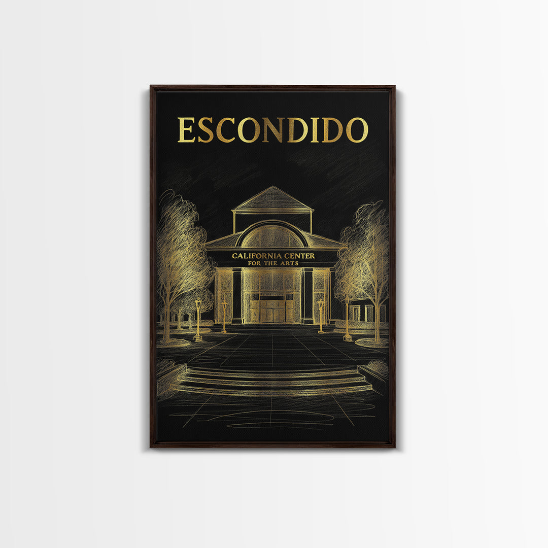 Escondido California Travel Poster, Canvas Print, Dark Background Poster Art, Escondido Art Print, Living Room Wall Art, Travel Art Print
